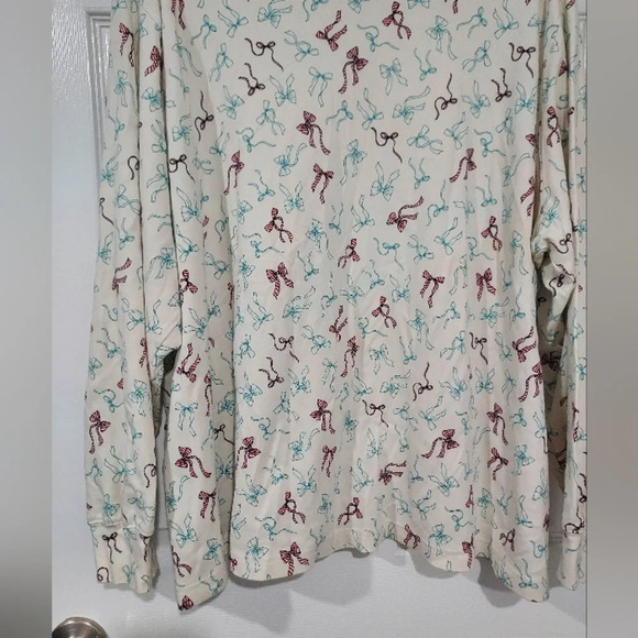 Lands' End Relaxed Fit Christmas Bows Long Sleeve Mock Turtle Neck Size 3X - Picture 5 of 11